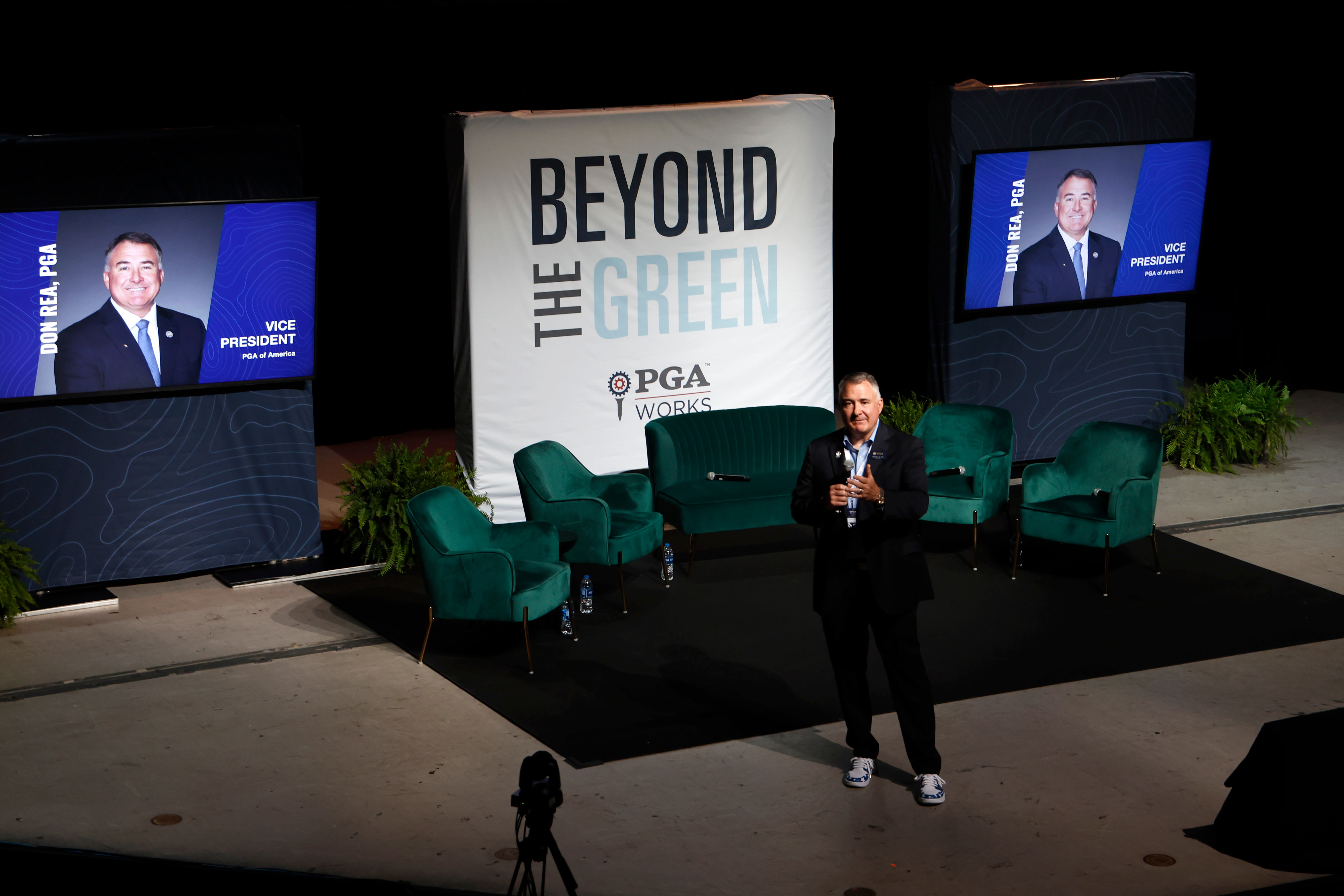 PGA Vice President Don Rea speaks at Beyond the Green on May 7.