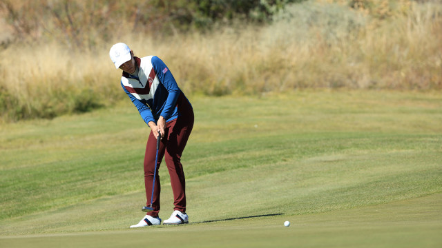 Joanna Coe of the U.S. Team putts on the 12th hole during the second round of the 2nd Women's PGA Cup at Twin Warriors Golf Club on Friday, October 28, 2022 in Santa Ana Pueblo, New Mexico. (Photo by Sam Greenwood/PGA of America)