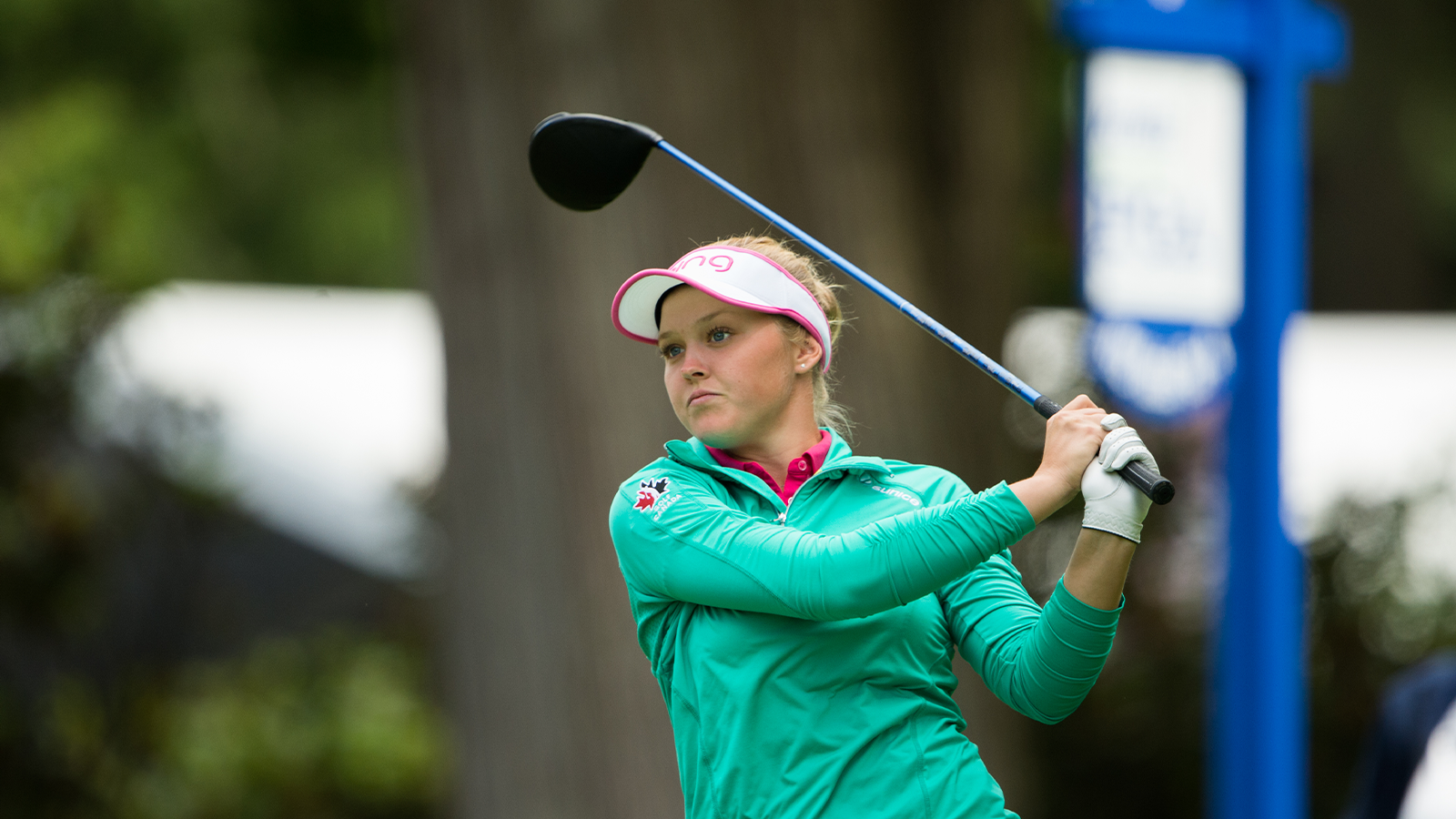 Brooke Henderson of Canada hits her tee shot on the seventh hole during the final round of the 2016 KPMG Women’s PGA Championship at the Sahalee Country Club on June 12, 2016 in Sammamish, Washington. (Photo by Montana Pritchard/The PGA of America)