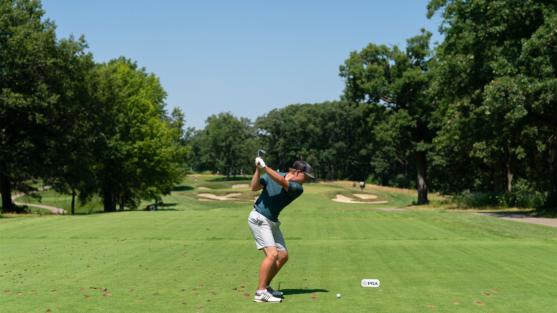 Jack Inabnit hits his shot from the sixth tee during the first round for the 46th Boys and Girls Junior PGA Championship held at Cog Hill Golf & Country Club on August 2, 2022 in Lemont, Illinois. (Photo by Hailey Garrett/PGA of America)