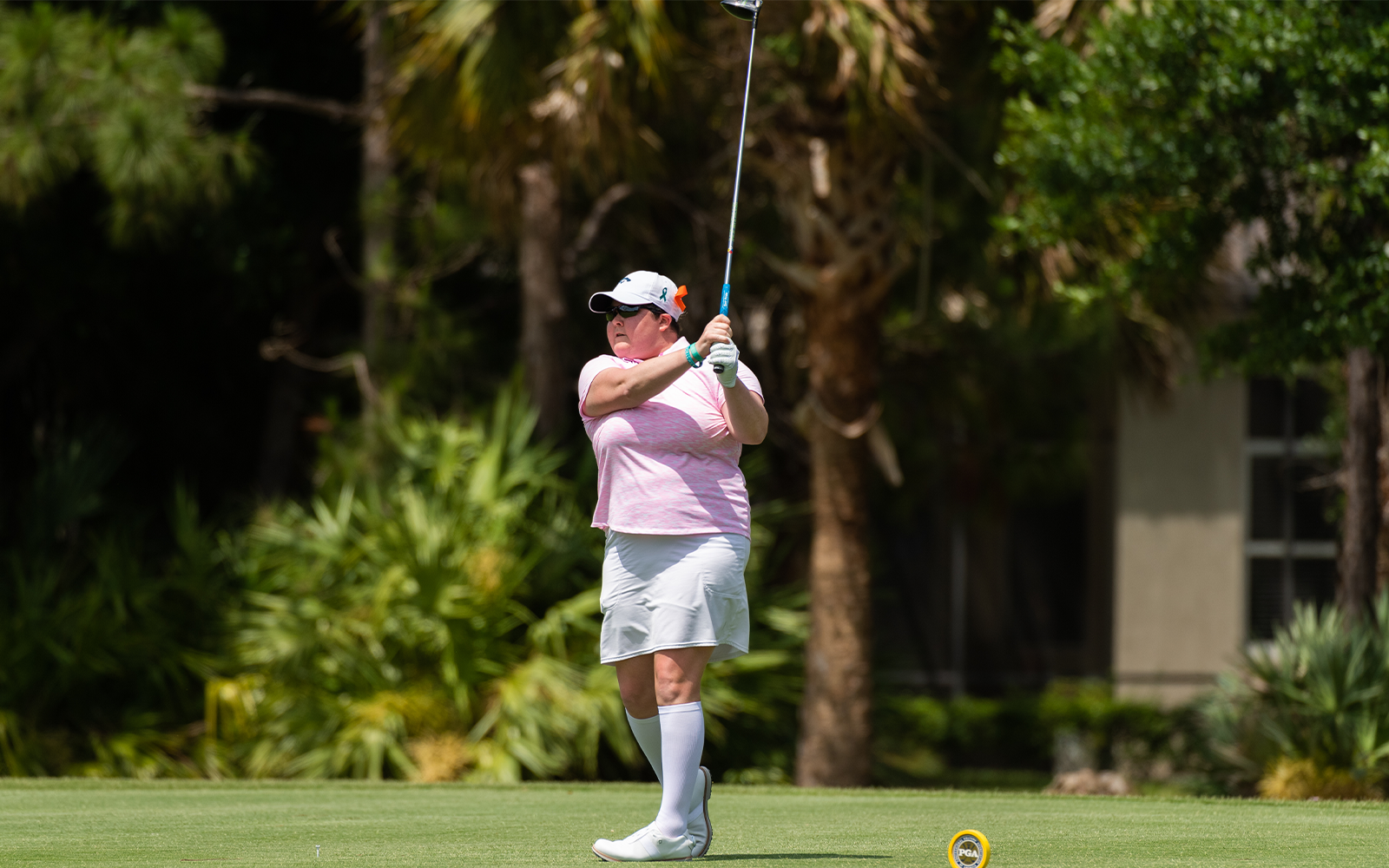 Brittany Kelly hits her tee shot on the fifth hole during the first round for the 54th PGA Professional Championship held at PGA Golf Club on April 25, 2021 in Port St. Lucie, Florida. (Photo by Montana Pritchard/PGA of America)