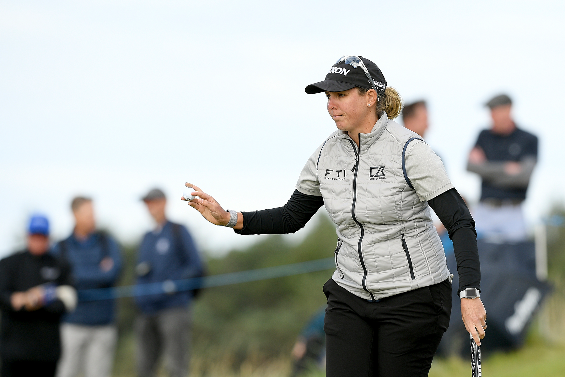 Ashleigh Buhai of South Africa acknowledge to the fans after playing her putt shot from the 13th hole during Day Three of the AIG Women's Open at Muirfield on August 06, 2022 in Gullane, Scotland. (Photo by Octavio Passos/Getty Images)