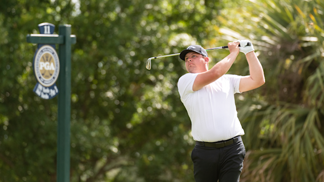 Colin Inglis hits his tee shot on the 11th hole during the third round for the 54th PGA Professional Championship held at PGA Golf Club on April 27, 2021 in Port St. Lucie, Florida. (Photo by Montana Pritchard/PGA of America)