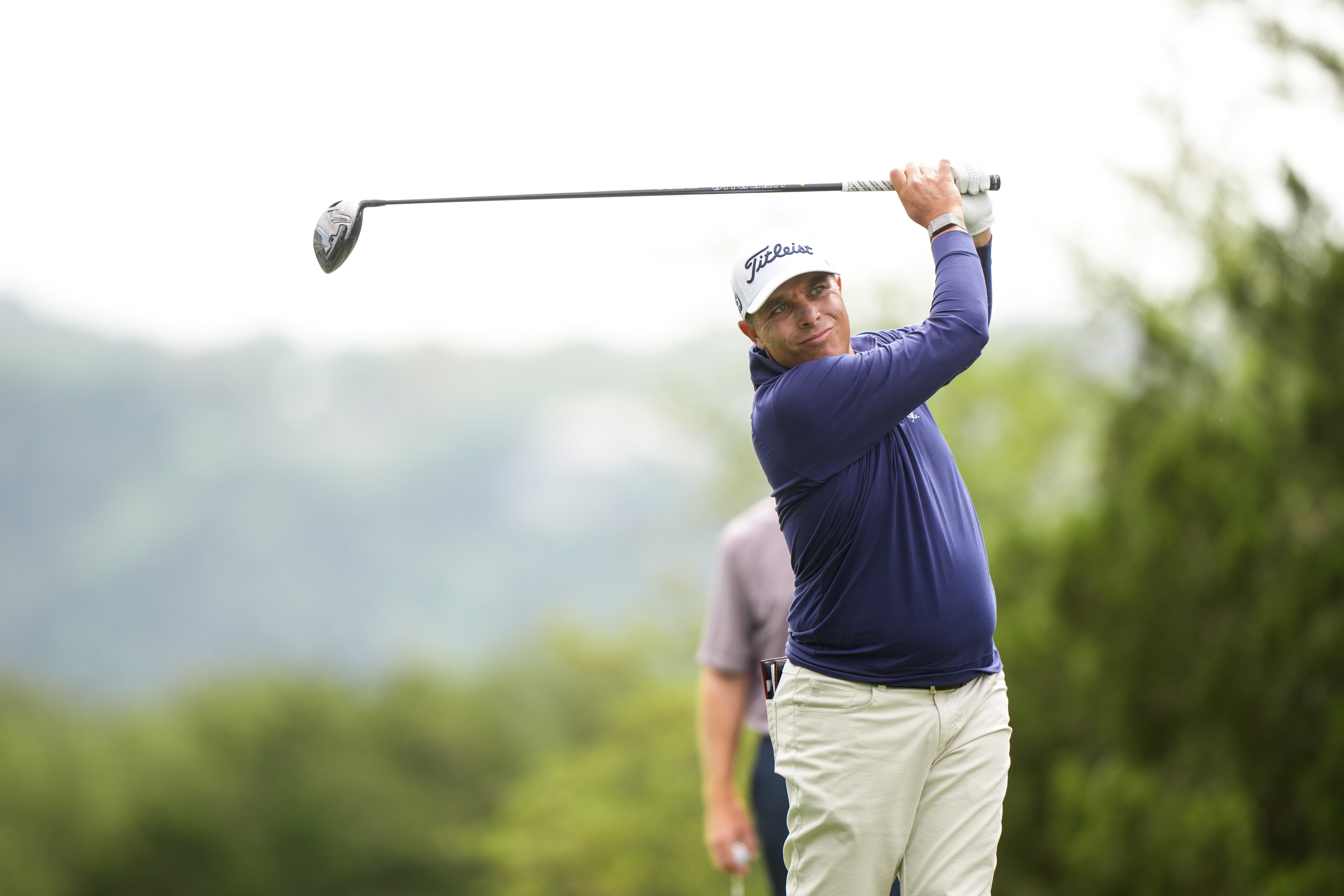 Jason Martin, PGA, hits his shot from the second tee during the third round of the 54th PGA Professional Championship at Omni Barton Creek in Austin, Texas.