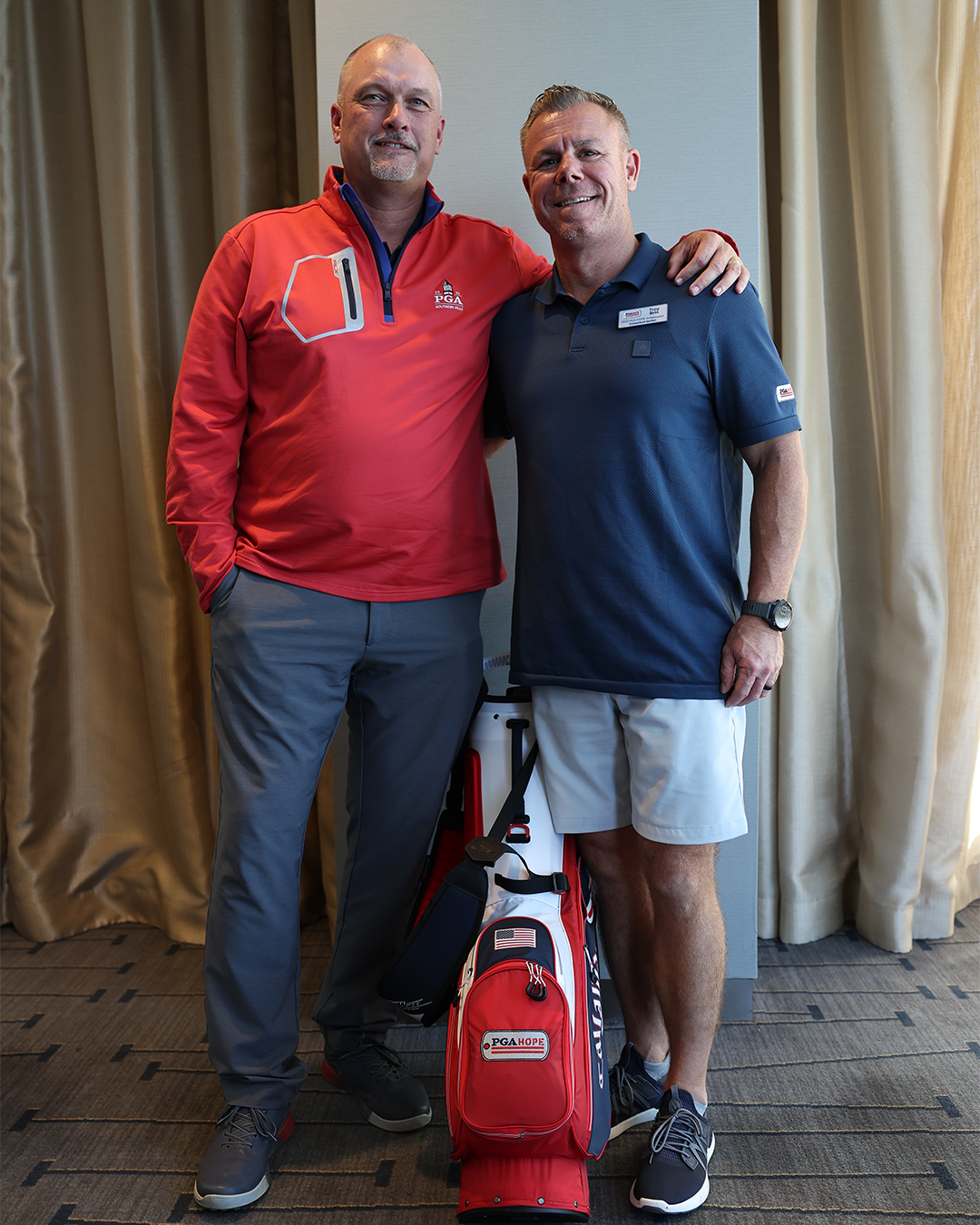 PGA Professional Brian Jones and PGA HOPE Ambassador Troy Brin at the Hyatt Regency Tysons Corner Center on October 15, 2022 in Tysons Corner, Virginia. (Photo by Scott Taetsch/PGA of America)