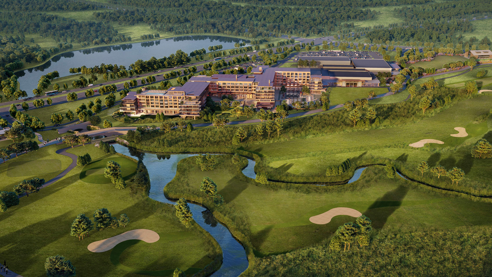 A rendering of the resort seen from above.