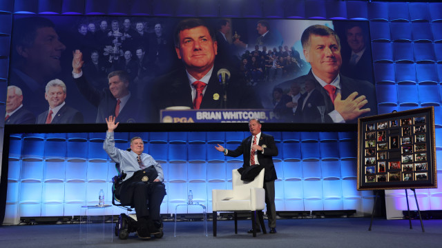 Honorary PGA of America President Jim Richerson and Past PGA President Brian Whitcomb during the Legends of PGA Presentation 106th PGA Annual Meeting at JW Marriott Phoenix Desert Ridge Resort & Spa on Thursday, November 3, 2022 in Phoenix, Arizona. (Photo by Sam Greenwood/PGA of America)