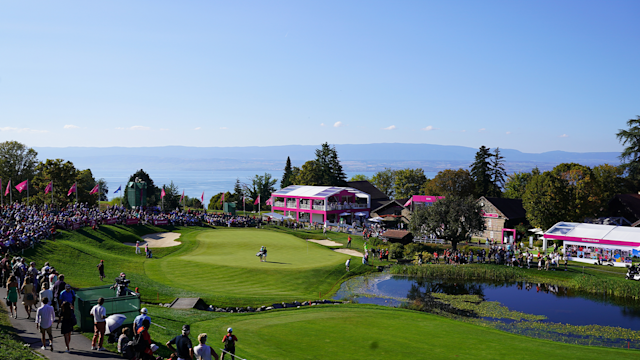 The 18th hole at Evian Resort Golf Club in Evian-les-Bains, France.
