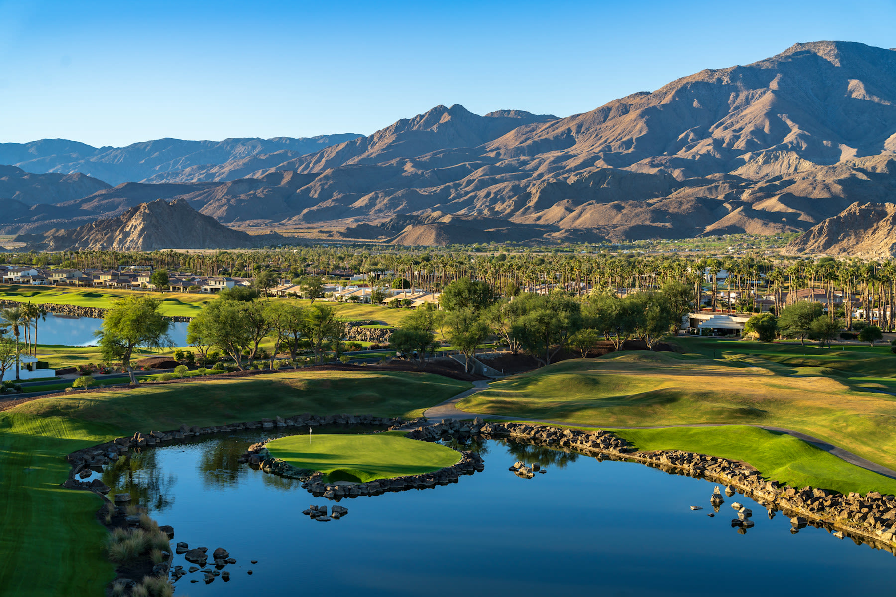 The 17th hole at PGA WEST's Pete Dye Stadium Course. (Photo by The Henebrys)