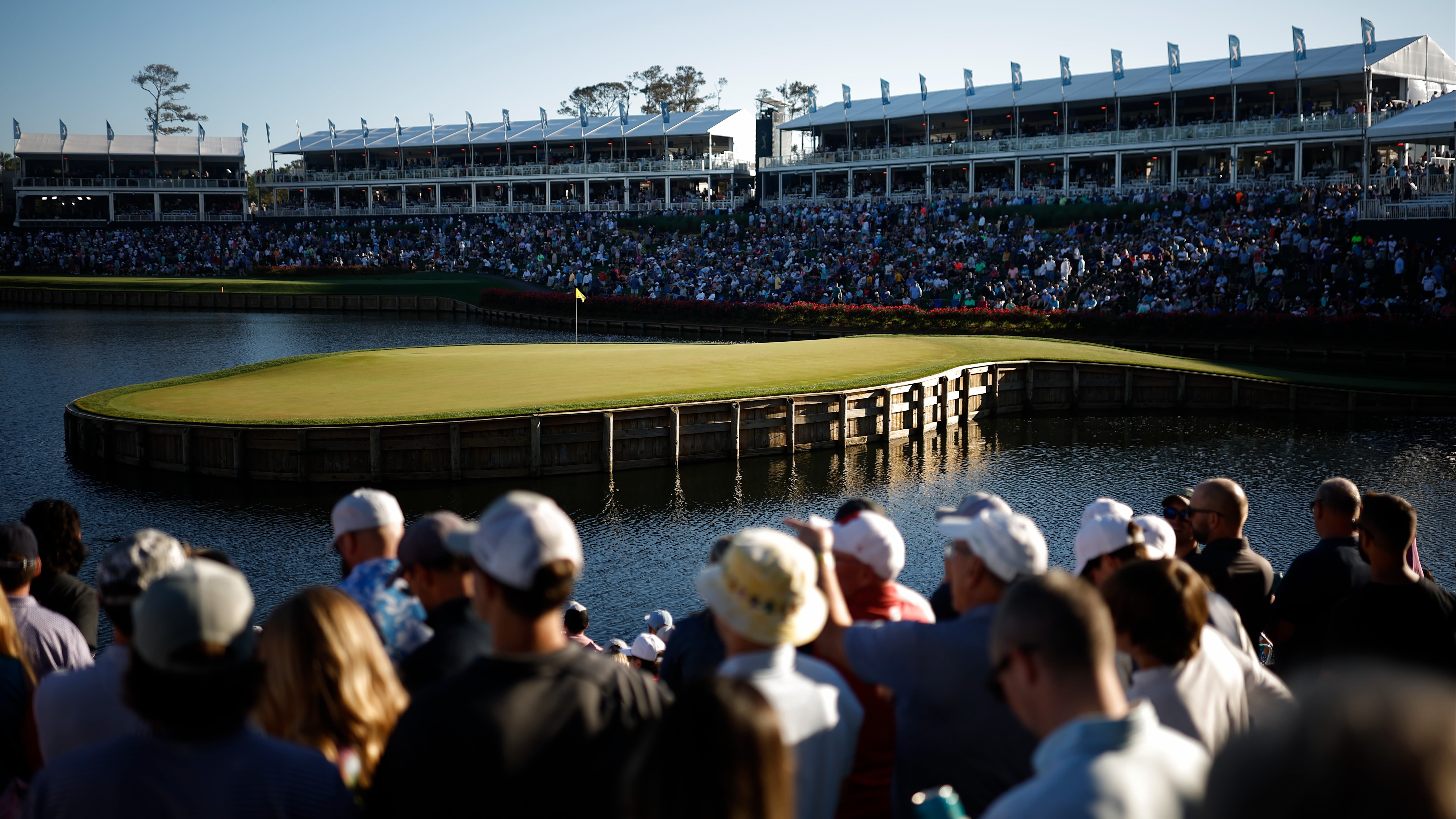 The 17th hole at TPC Sawgrass has seen some wild moments over the years. (Jared C. Tilton/Getty Images)