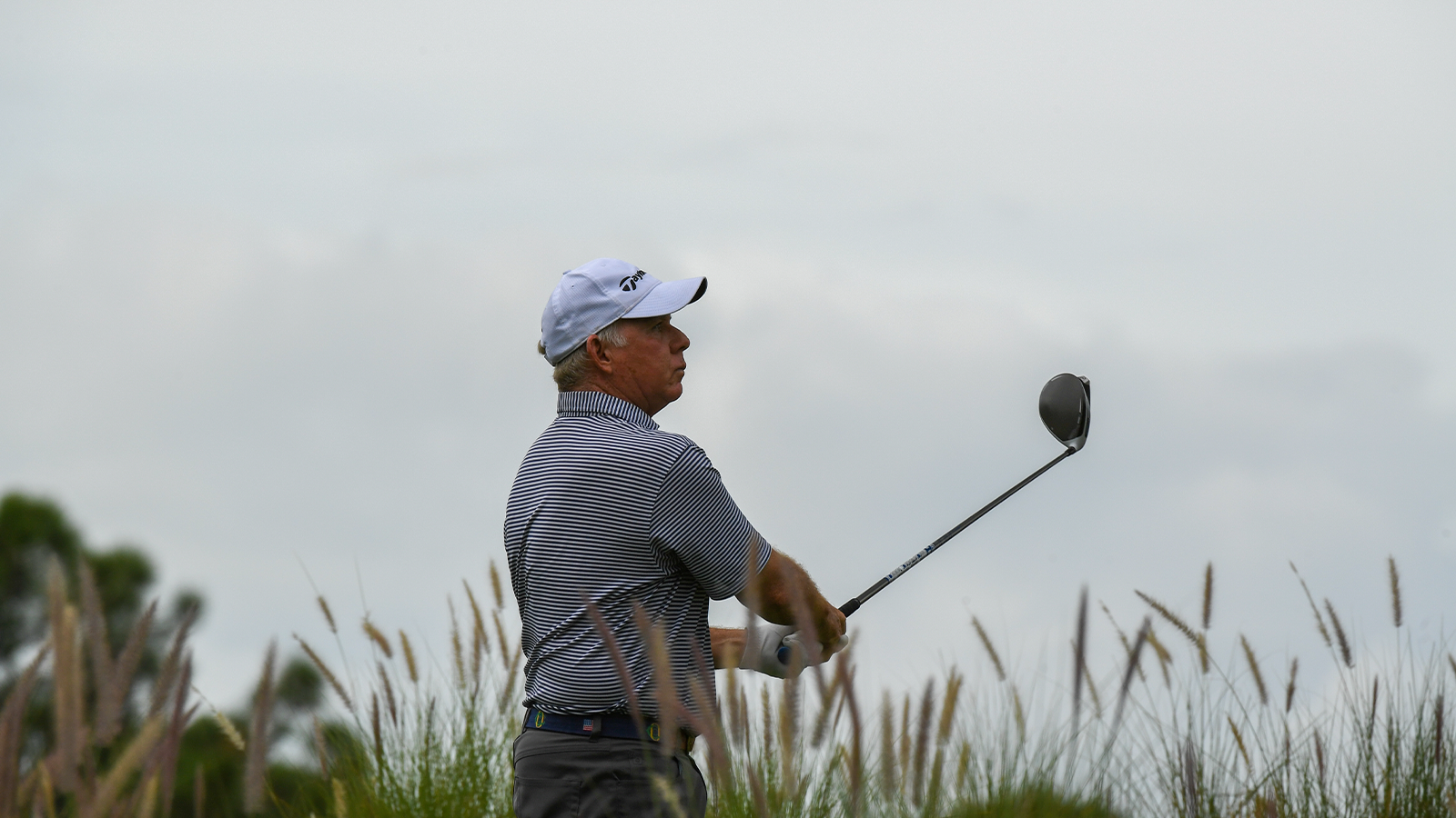 Brad Lardon hits his tee shot on the 18th hole during the third round of the 33rd Senior PGA Professional Championship held at the PGA Golf Club on October 23, 2021 in Port St. Lucie, Florida. (Photo by Montana Pritchard/PGA of America)