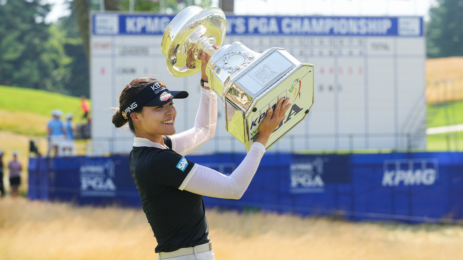 KPMG Women's PGA Champion, In Gee Chun poses with the KPMG Women's PGA Trophy at Congressional Country Club on June 26, 2022 in Bethesda, Maryland.
