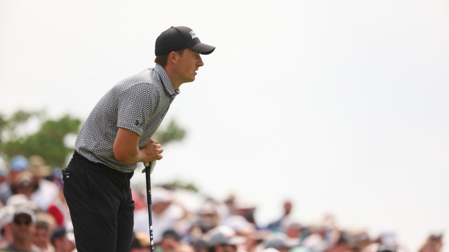 Jordan Spieth watches his shot from the fifth tee during the second round of the 2022 PGA Championship at the Southern Hills on May 20, 2022 in Tulsa, Oklahoma. (Photo by Maddie Meyer/PGA of America)