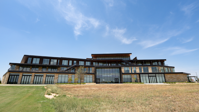 The exterior of the new home of the PGA — the PGA Frisco Campus on August 17, 2022 in Frisco, Texas. (Photo by The Mamones LLC/PGA of America)