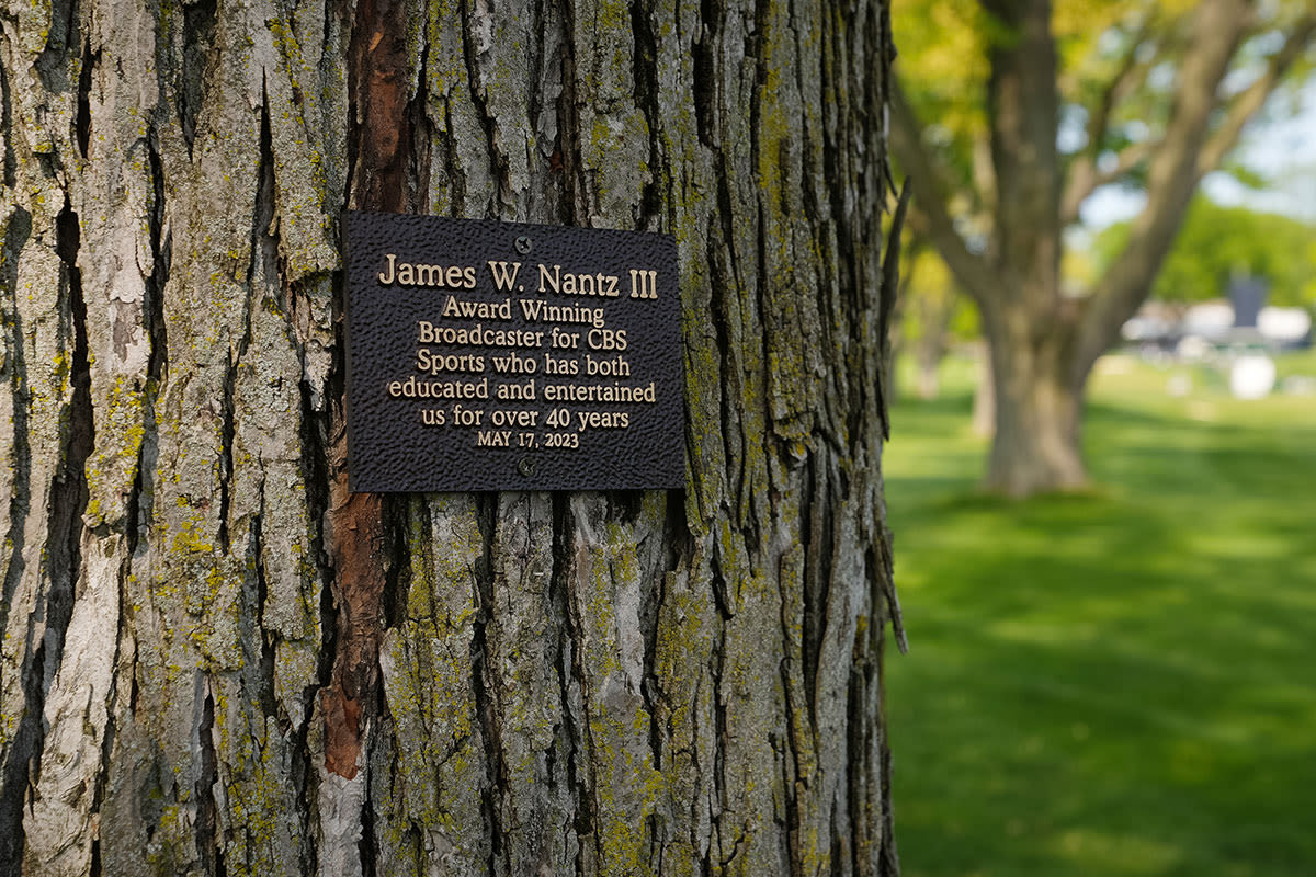 General view of a plaque honoring Award Winning Broadcaster for CBS, Jim Nantz during the first round of the PGA Championship at Oak Hill Country Club on Thursday, May 18, 2023 in Rochester, New York. (Photo by Darren Carroll/PGA of America)