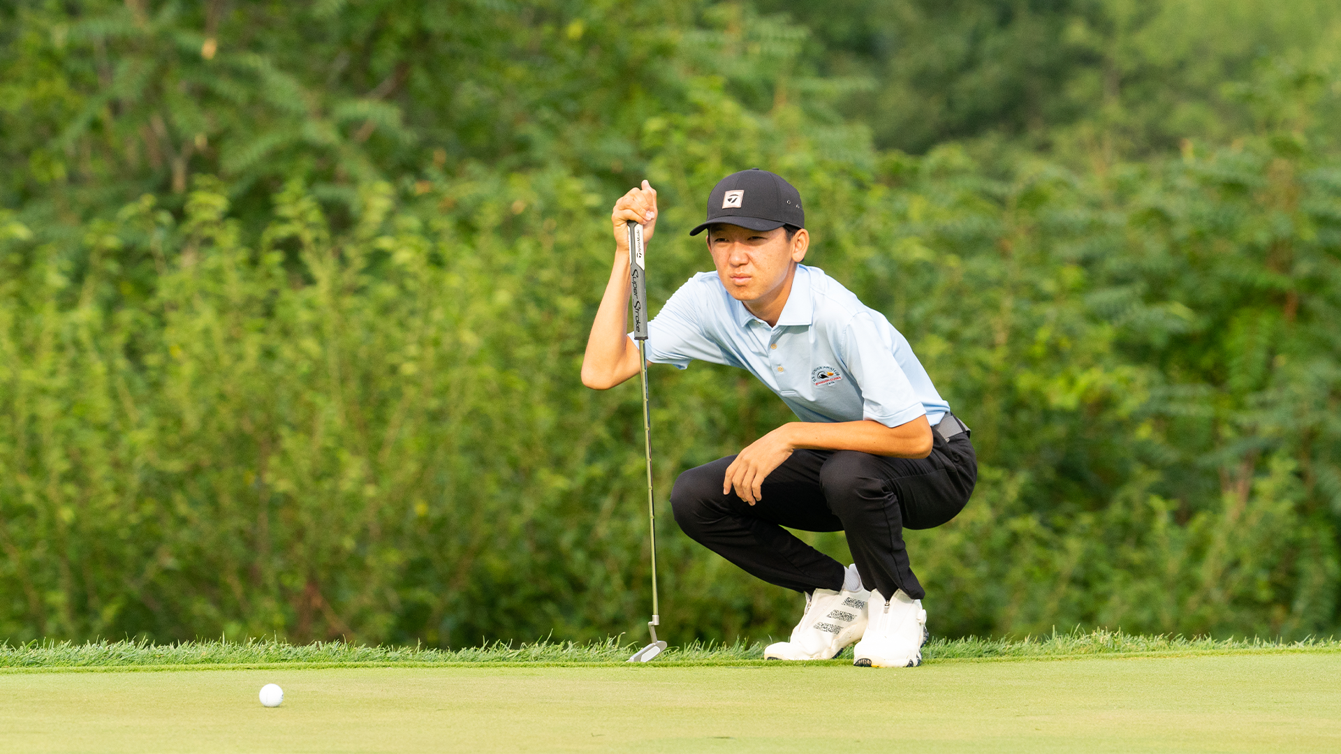 Jay Leng reads his putt on the 13th green during the second round for the 46th Boys and Girls Junior PGA Championship held at Cog Hill Golf & Country Club on August 3, 2022 in Lemont, Illinois. (Photo by Hailey Garrett/PGA of America)