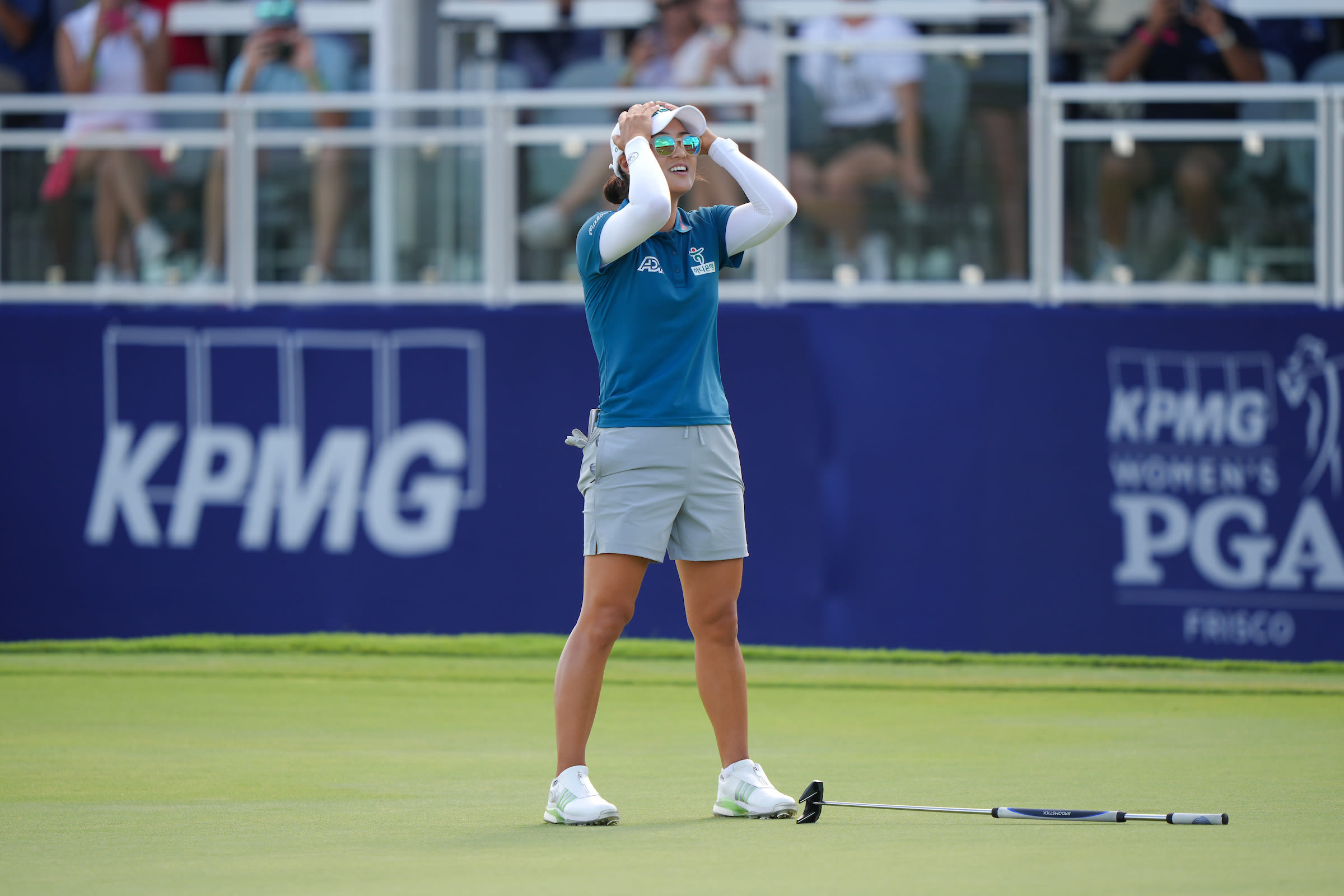 Lee after sinking the winning putt to capture her third major.