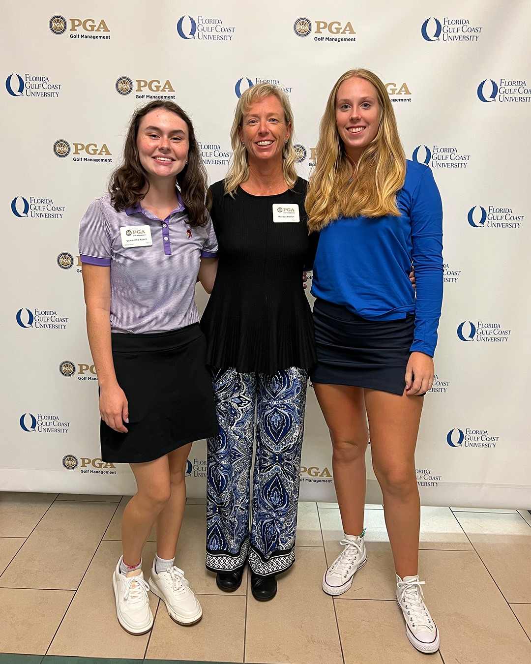 Samantha Spach, Melissa Hatten, PGA, and Leonie Wulfers at the Kick Off. 