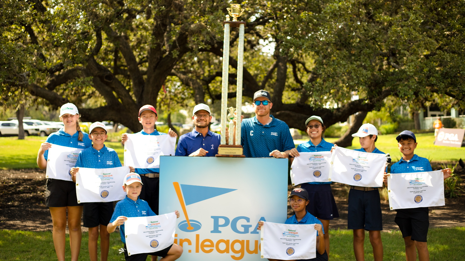 The PGA Jr. League Southern Texas Section Champions with their trophy. 