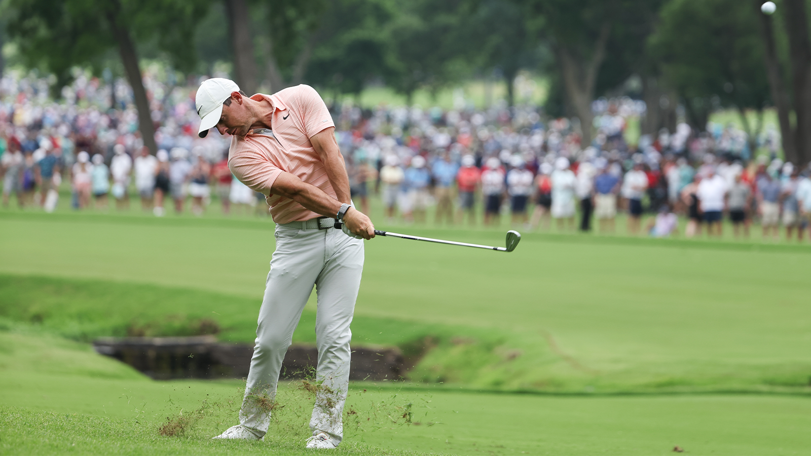 Rory McIlroy of Northern Ireland hits his shot on the second hole during the second round of the 2022 PGA Championship at the Southern Hills on May 20, 2022 in Tulsa, Oklahoma. (Photo by Maddie Meyer/PGA of America)