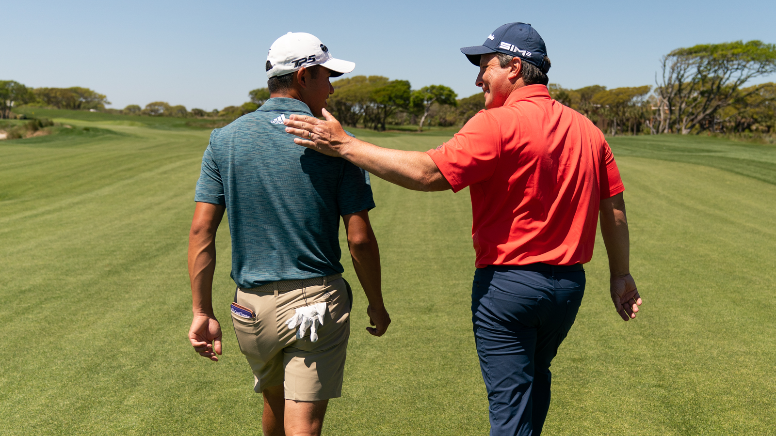 Collin Morikawa and his PGA Coach Rick Sessinghaus.