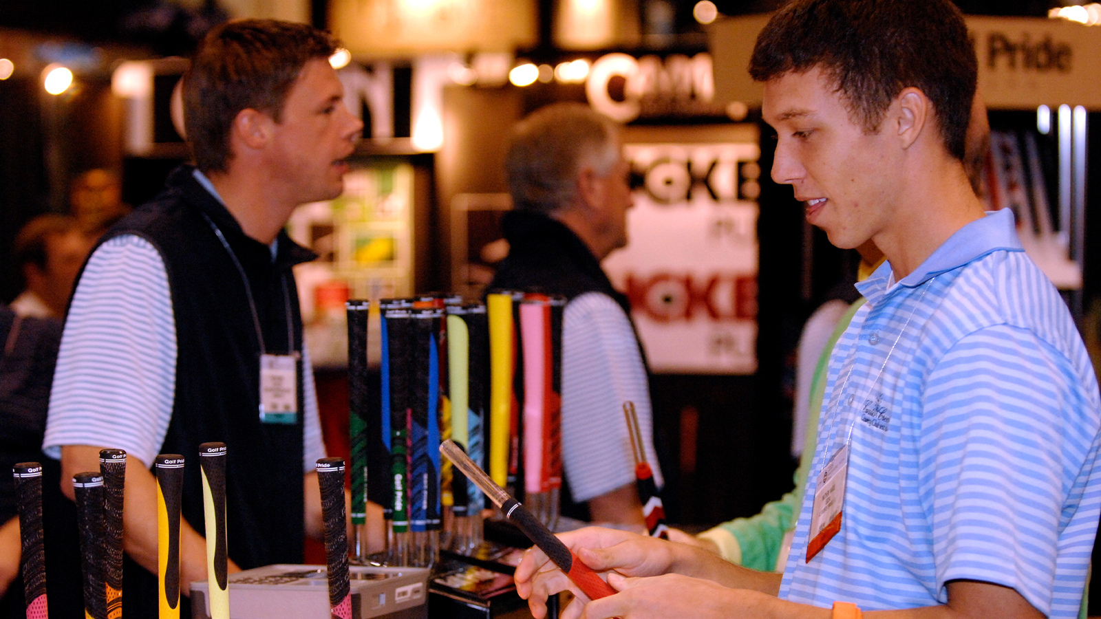 Attendees check out the latest in grip technology during the PGA Merchandise Show held at the Orange County Convention Center in Orlando, Florida. (Montana Pritchard/The PGA of America).