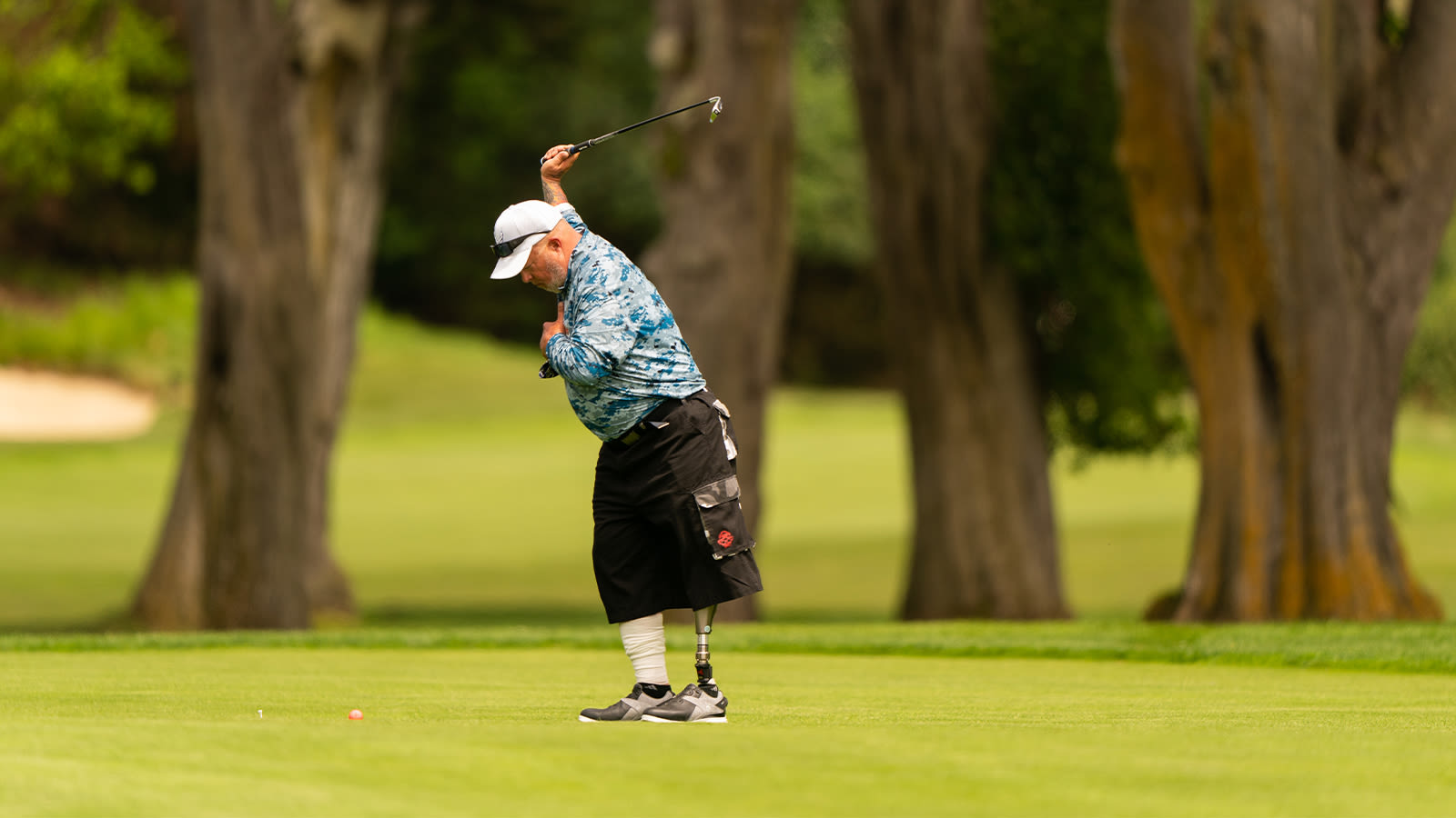 A PGA Hope Veteran hits his shot at the North California HOPE Golf Outing during the 102nd PGA Championship at the Olympic Club on August 3, 2020 in San Francisco, California. (Photo by Darren Carroll/PGA of America)