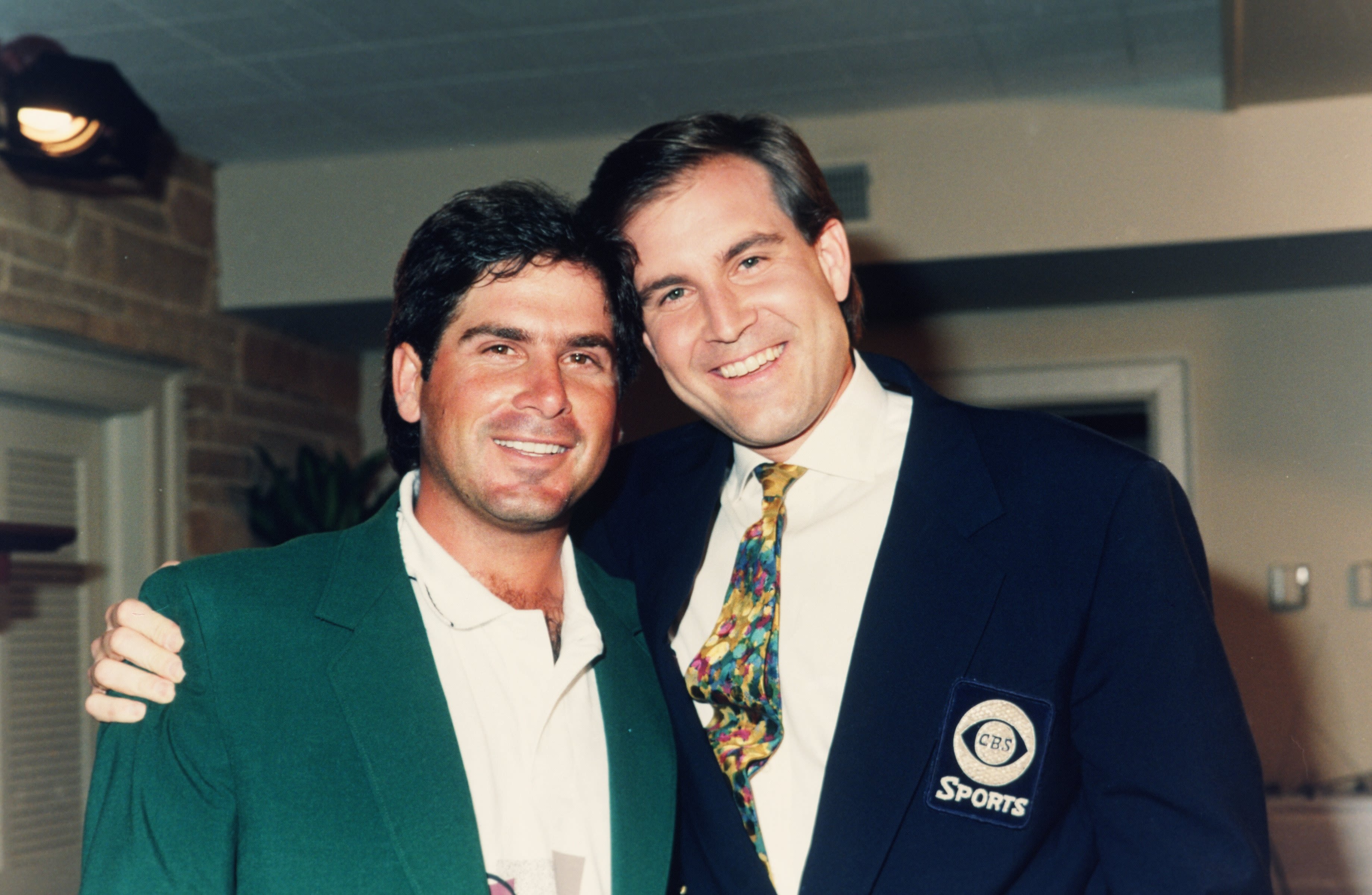 Nantz with friend, Fred Couples, after his Masters win.