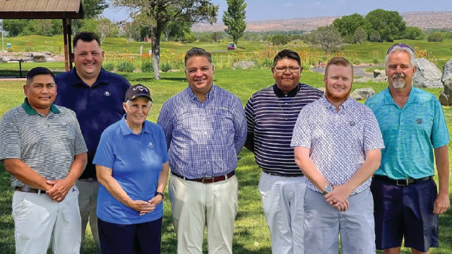 The Twin Warriors Golf Club and Santa Ana Golf Club PGA Professional staffincludes (from left): Anson Magooshboy, Zach Hoefel, Sandy Lemon, Derek Gutierrez, Jason Montoya, Pat Murphy and Dave Brown.