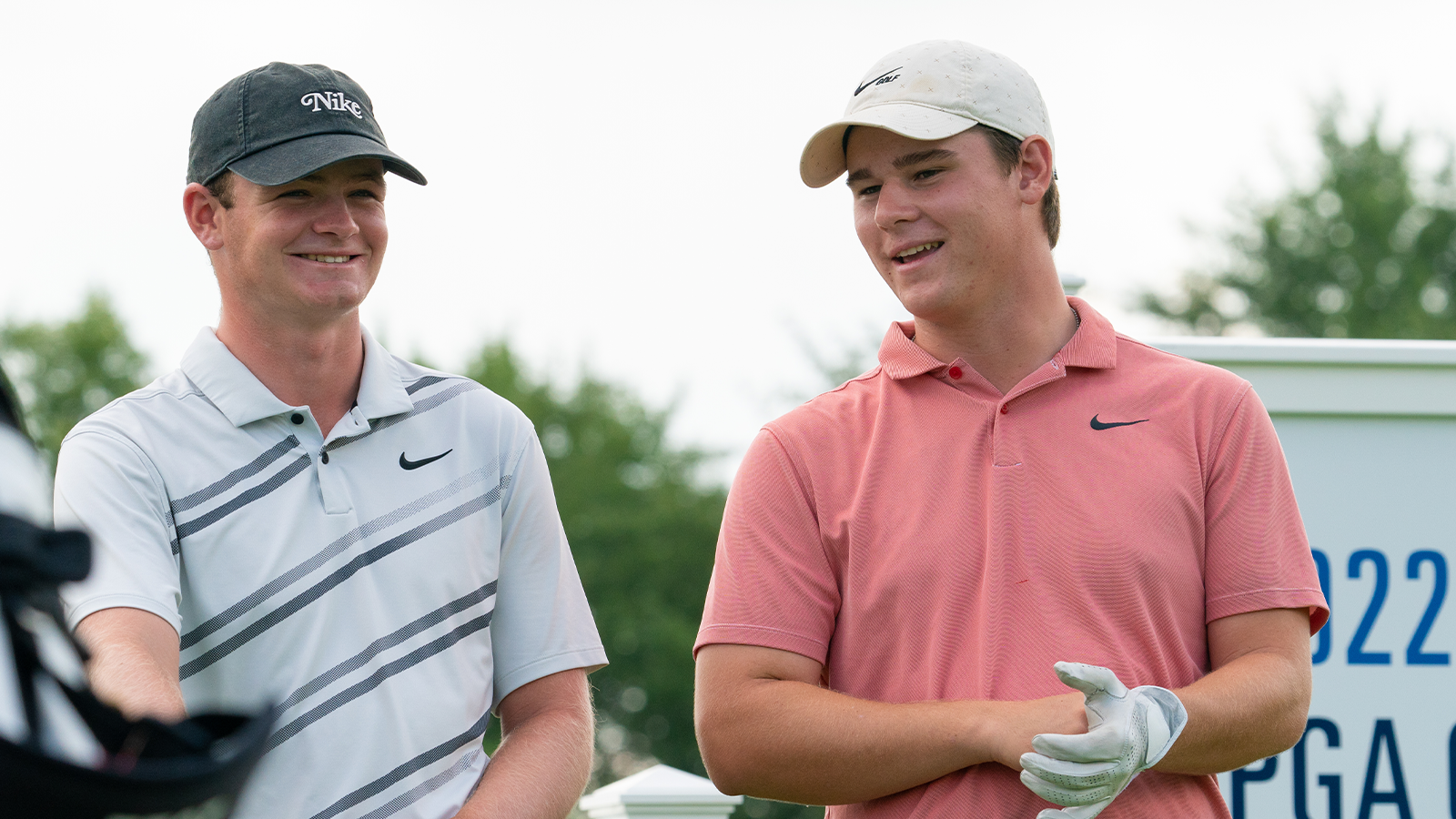 Nicholas Gross and Max Herendeen on the first hole during the third round for the 46th Boys and Girls Junior PGA Championship held at Cog Hill Golf & Country Club on August 4, 2022 in Lemont, Illinois. (Photo by Hailey Garrett/PGA of America)


