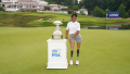 Taz Wilson poses with the KPMG trophy during a practice round for the 2022 KPMG Women's PGA Championship at Congressional Country Club on June 22, 2022 in Bethesda, Maryland. (Photo by Darren Carroll/PGA of America)
