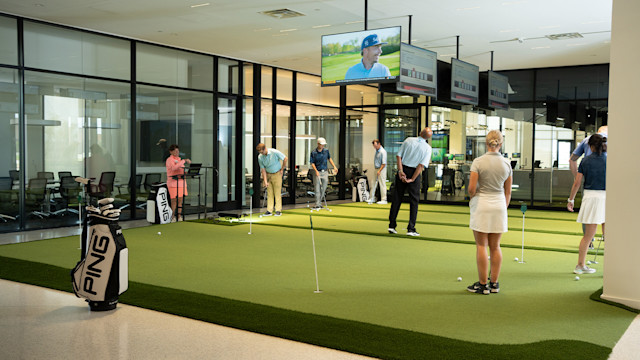 Attendees on the practice greens at PGA Frisco Campus on August 17, 2022 in Frisco, Texas. (Photo by The Marmones LLC/PGA of America)