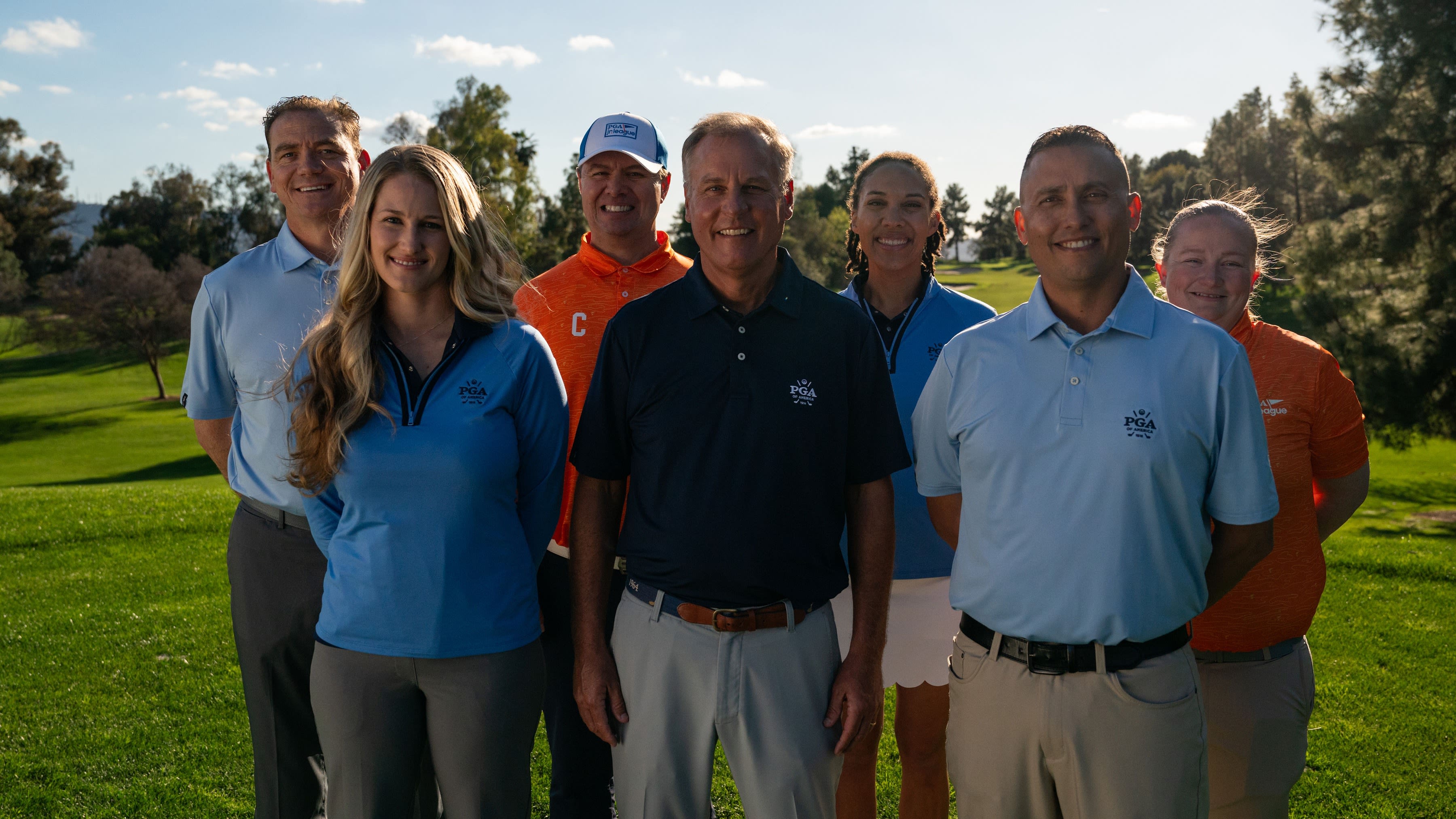 Tony Pancake, PGA with Amberlynn Dorsey, PGA (front left), James Davenport, PGA Associate (front right); Back row, left to right: John Kulow, PGA, Mike Mendoza, PGA, Reina Kearns, PGA, Cortney Shrout, PGA.