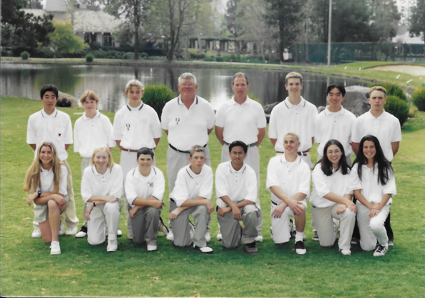 Bendt (first row, furthest right) played on the Agoura High School boy's golf team growing up outside Los Angeles. 