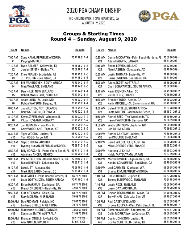 pga championship final round tee times