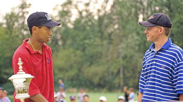 Steve Scott and Tiger Woods during the 1996 U.S. Amateur.