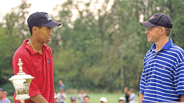 Steve Scott and Tiger Woods during the 1996 U.S. Amateur.
