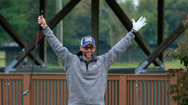 Will Stockholm during the Golf Training event for PGA HOPE National Golf & Wellness Week in Washington, DC, on October 26, 2019. (Photo by Michael Cohen/ Getty Images)