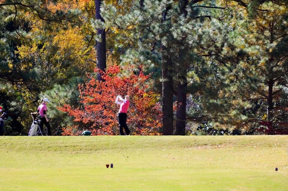 Abby Parsons, PGA, hitting a shot a Seven Lakes during one of the many tournaments she played there. 