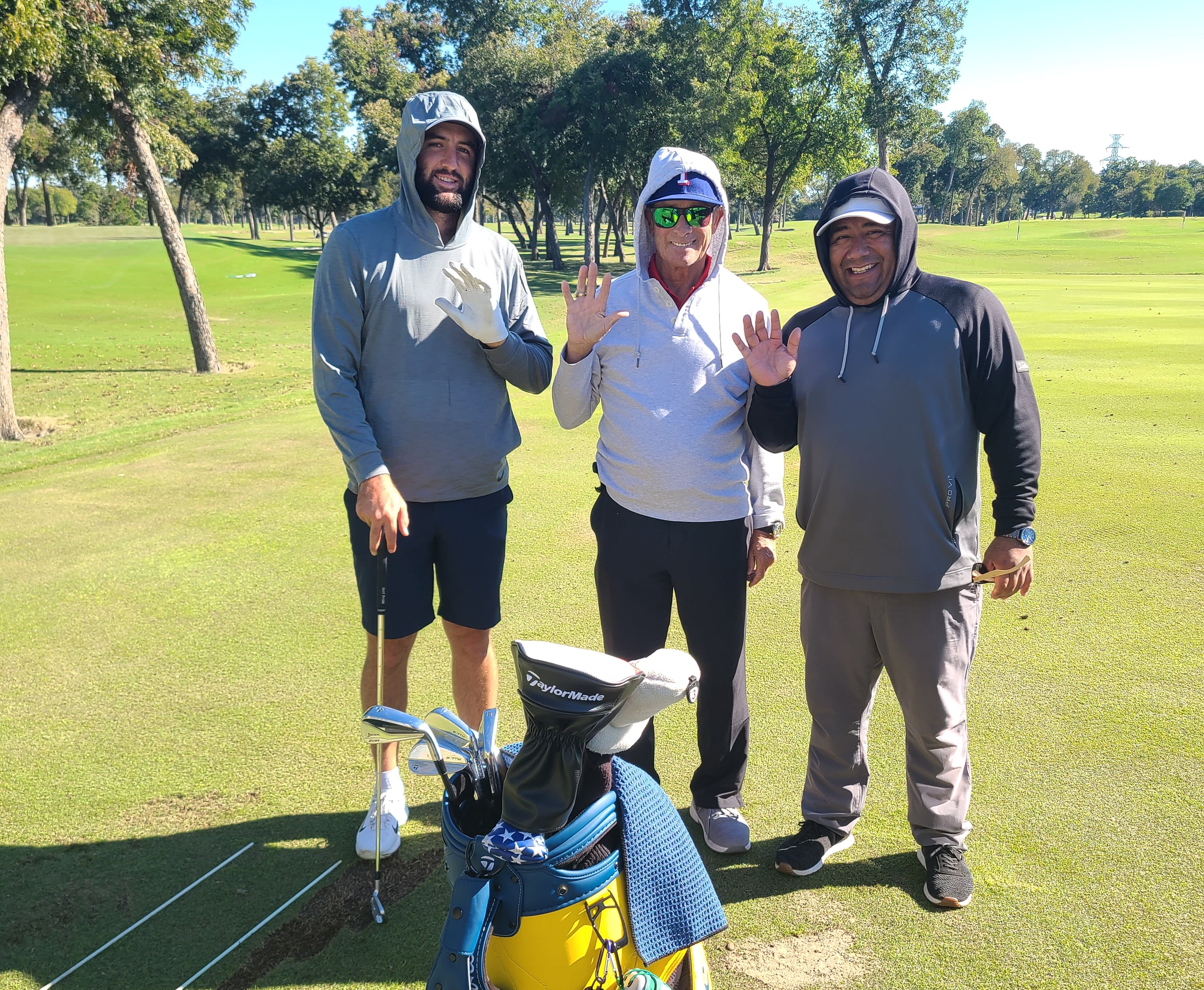 Aguilar with Randy Smith and Scottie Scheffler at Royal Oaks.