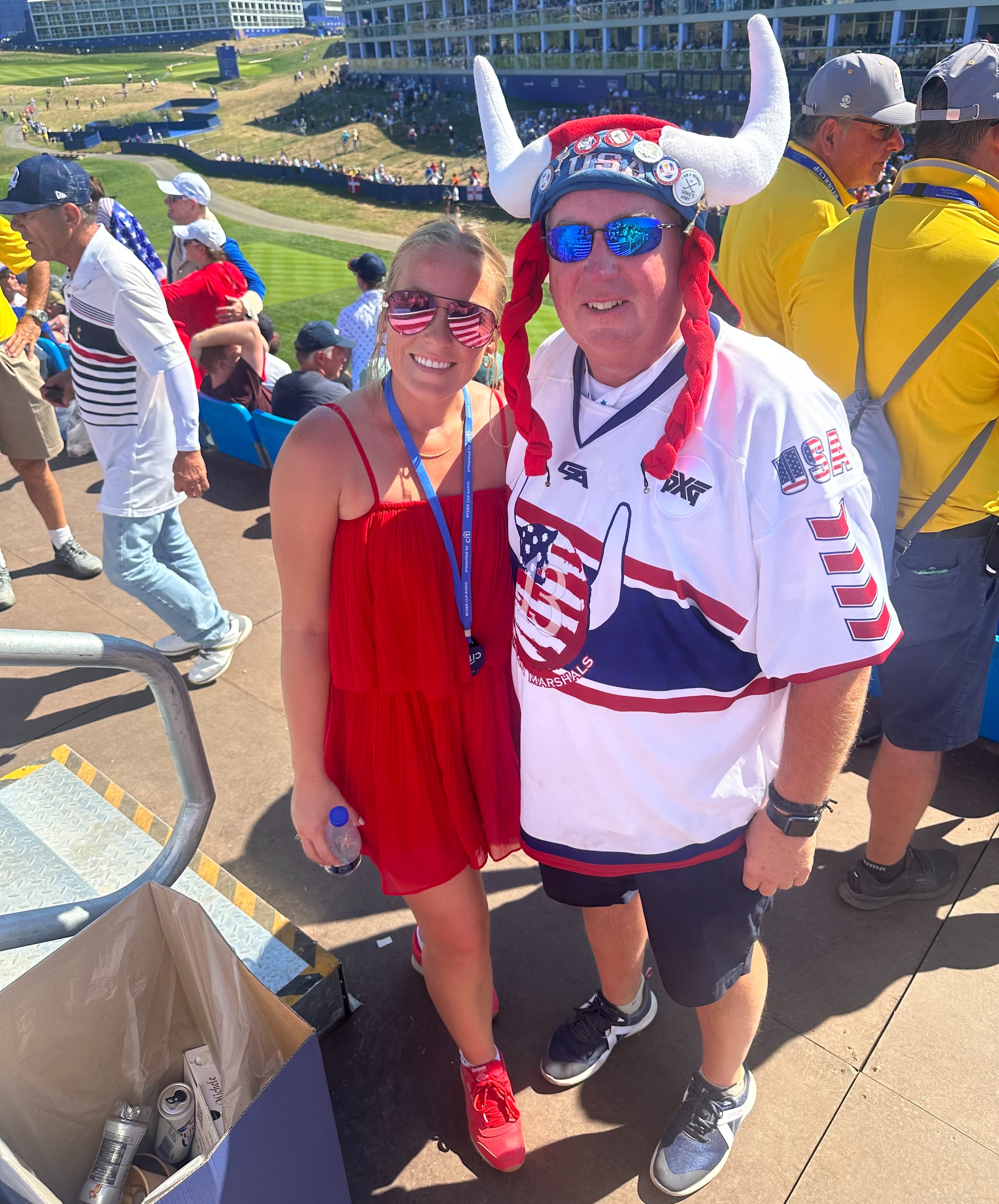 Kate and JD Drimel at the Ryder Cup first tee. 