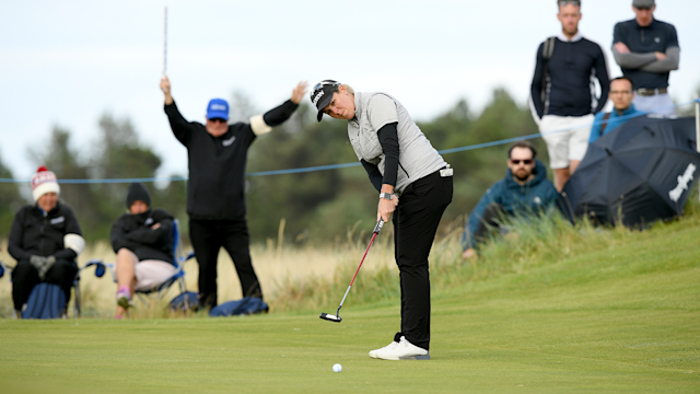 Ashleigh Buhai of South Africa plays her putt shot from the 13th hole during Day Three of the AIG Women's Open at Muirfield on August 06, 2022 in Gullane, Scotland. (Photo by Octavio Passos/Getty Images)