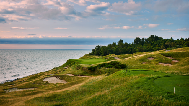 A view from the 17th hole of the Straits Course at Whistling Straits in Wisconsin. 
