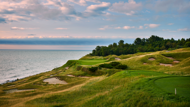 A view from the 17th hole of the Straits Course at Whistling Straits in Wisconsin.