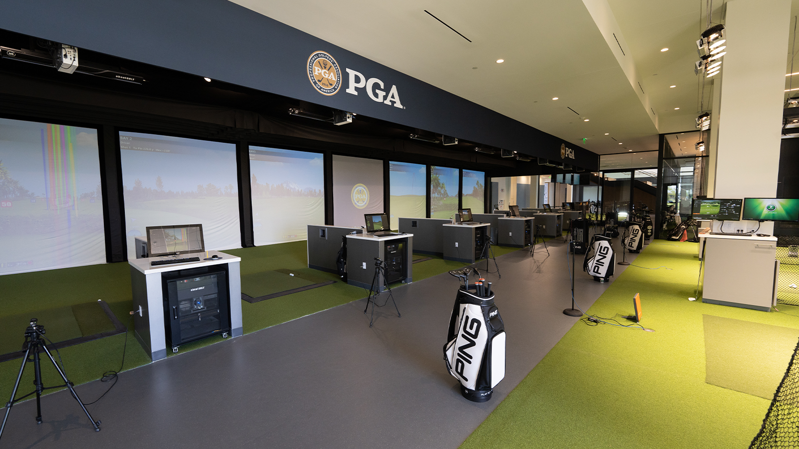 The Golf Simulators in the golf learning center at the PGA Frisco Campus on August 17, 2022 in Frisco, Texas. (Photo by The Marmones LLC/PGA of America)
