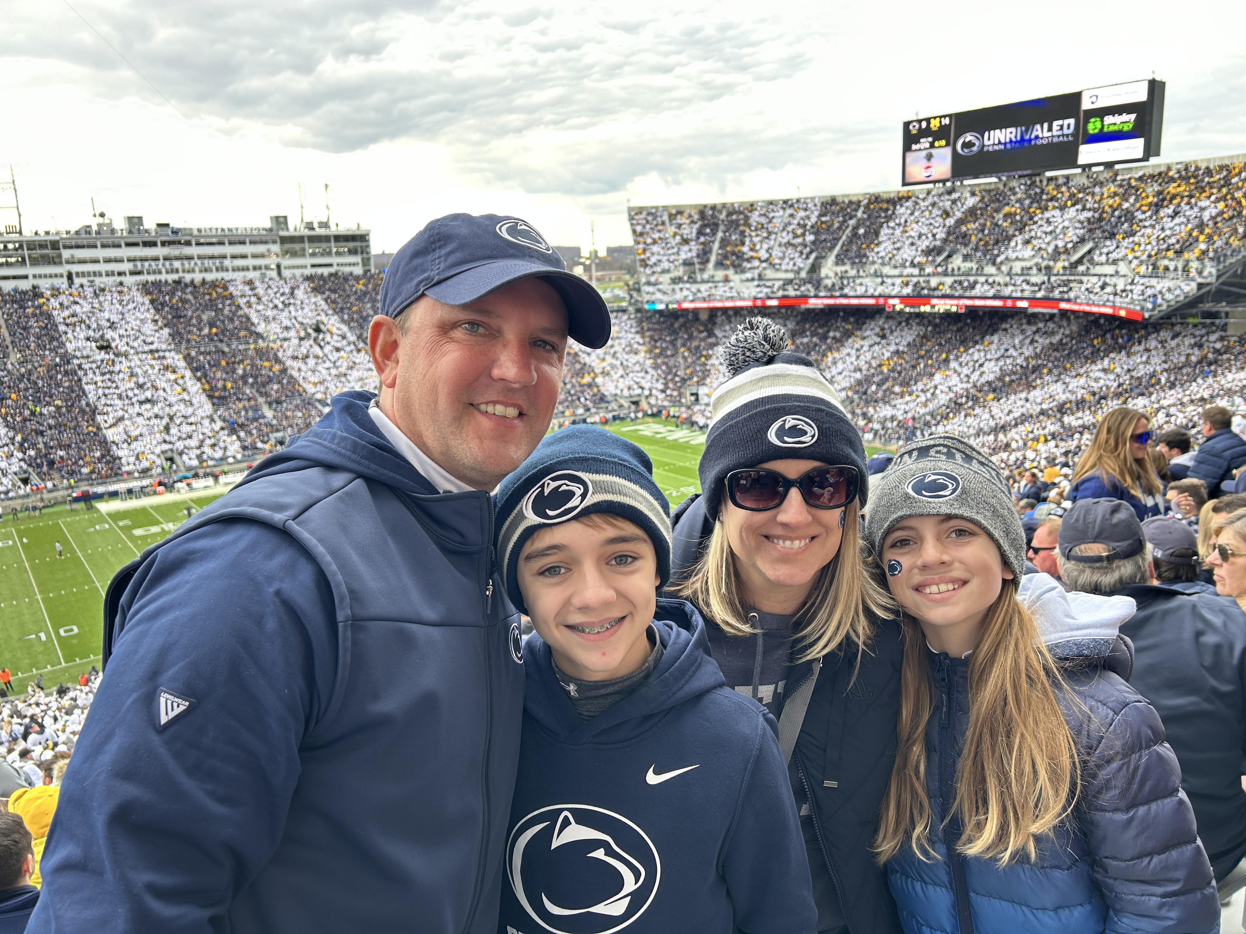 Kandle and his family at a Penn State football game.