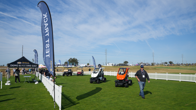 View of the cart test track area during the Demo Day at the 2023 PGA Show at Orange County National Golf Center on Tuesday, January 24, 2023 in Orlando, Florida. (Photo by Darren Carroll/PGA of America)