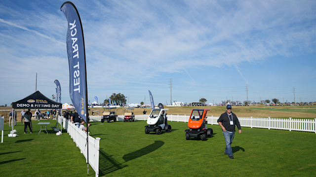 View of the cart test track area during the Demo Day at the 2023 PGA Show at Orange County National Golf Center on Tuesday, January 24, 2023 in Orlando, Florida. (Photo by Darren Carroll/PGA of America)