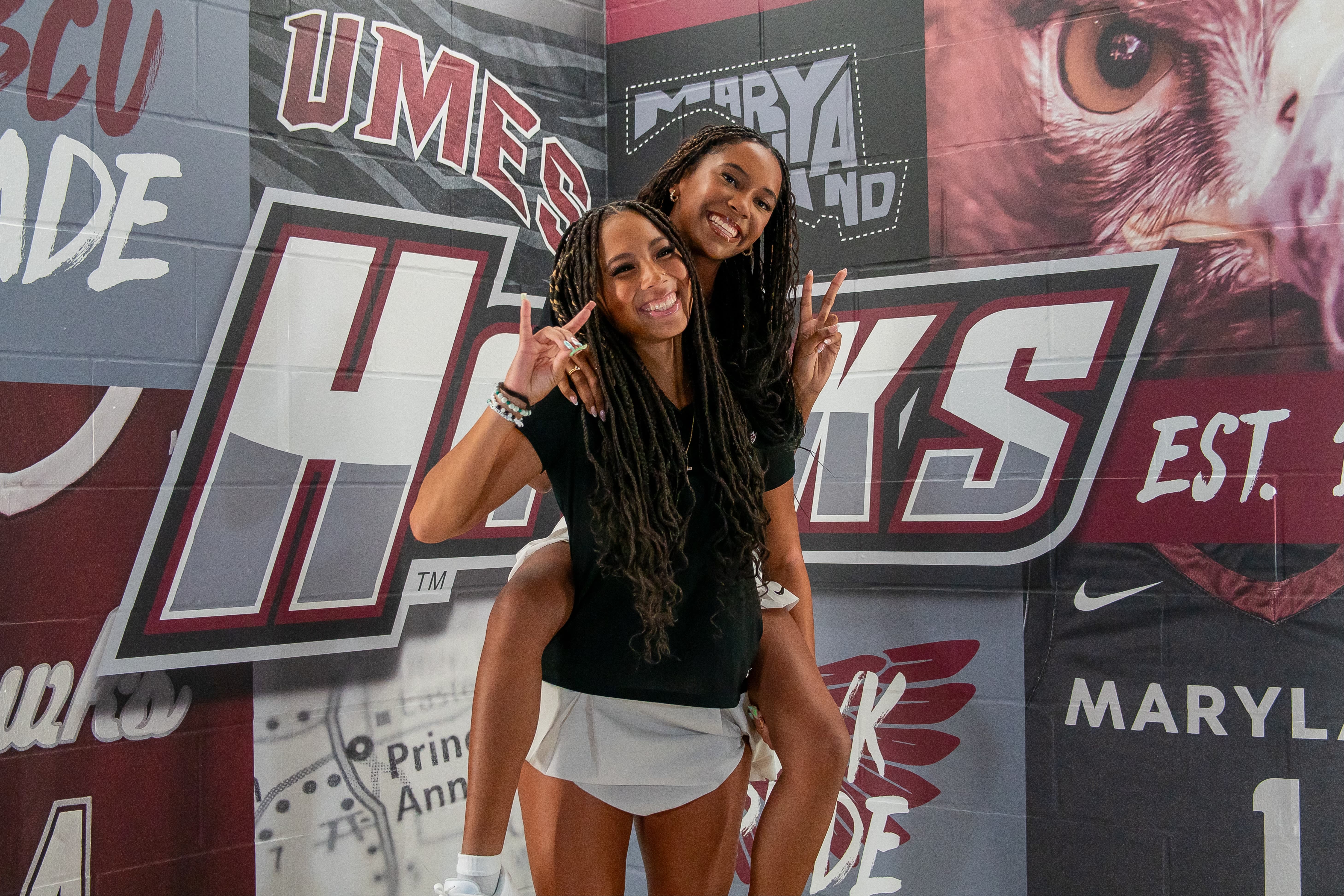 Davis and one of her UMES teammates.