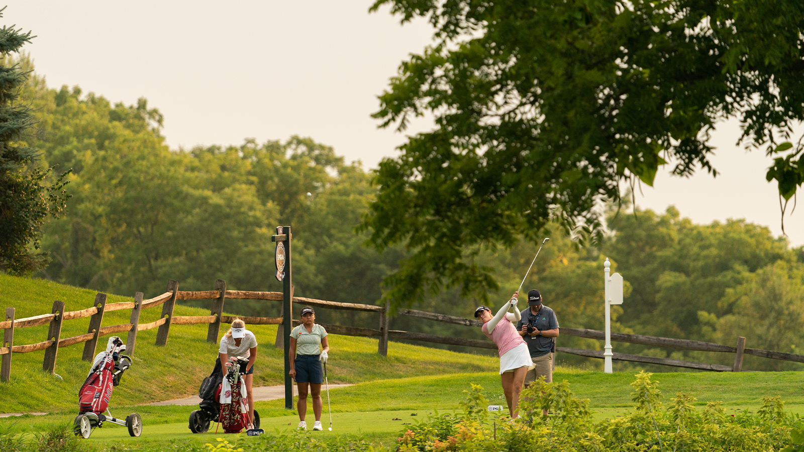 Julia Misemer hits her shot from the 14th tee during the third round for the 46th Boys and Girls Junior PGA Championship held at Cog Hill Golf & Country Club on August 4, 2022 in Lemont, Illinois. (Photo by Hailey Garrett/PGA of America)